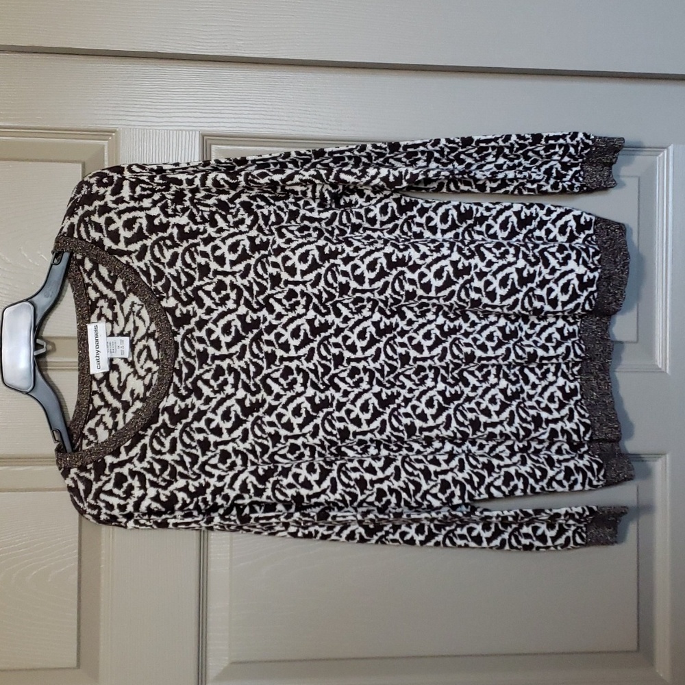 Cathy Daniels print scoop neck metallic long sleeve sweater size 1X